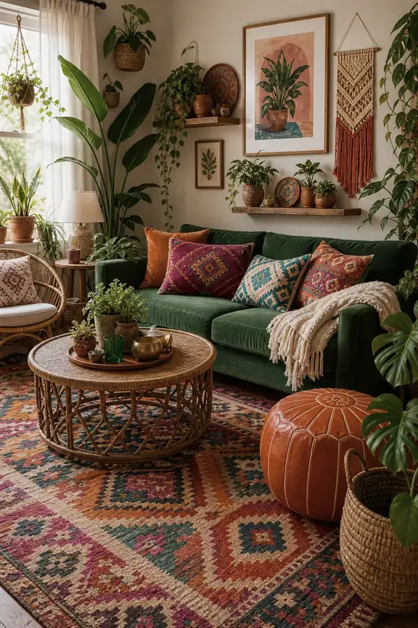 Pastel colourful living room interior with lavender sofa and mint walls