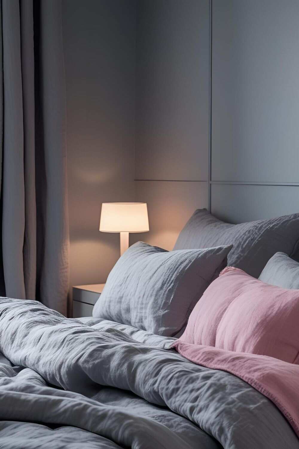 Pinkand grey bedroom decoration