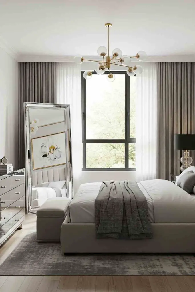 Large mirror idea for small bedroom decor to make it look big