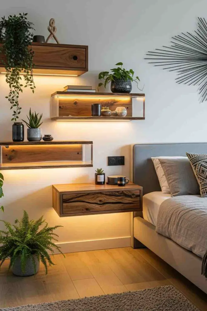 Floating nightstands for eclectic home decor 