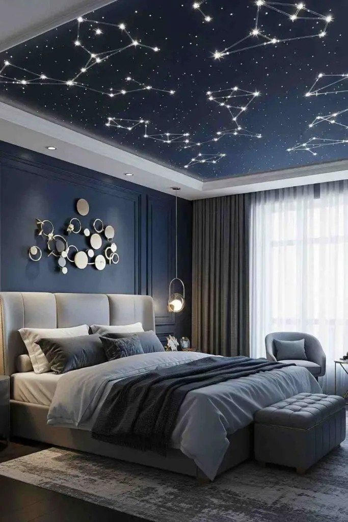 Royal starry and cozy look for bedroom decoration