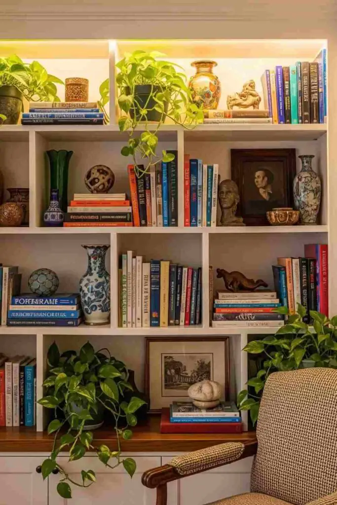 Eclectic bookshelves for home decor
