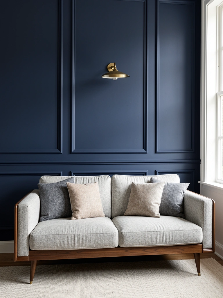 blue living room walls styled decor idea