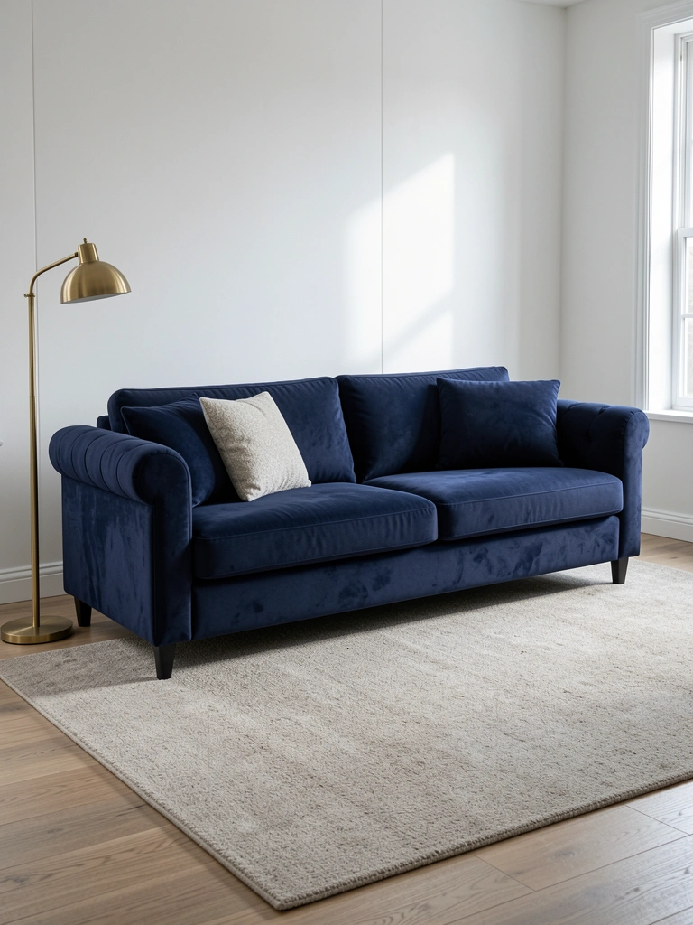 blue living room aesthetic realistic room decor detail