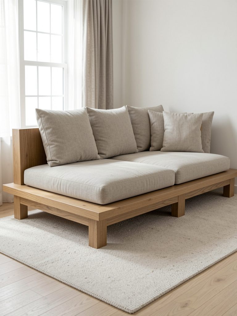 living room sofa design wood realistic room decor detail