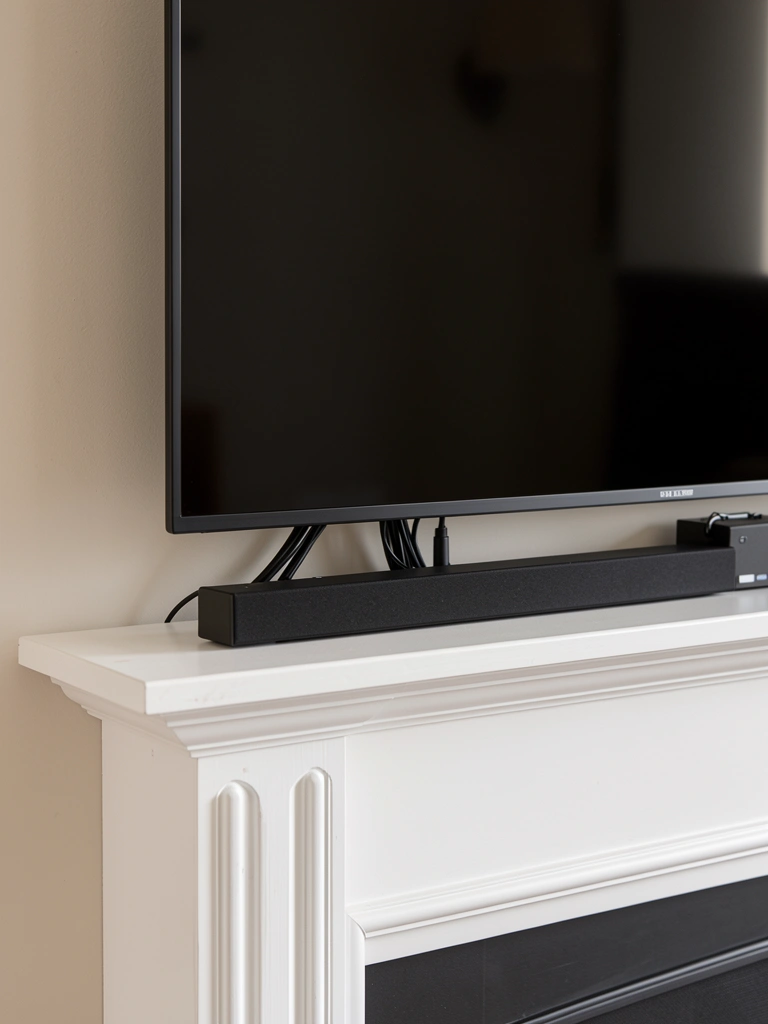 fireplace mantle decor with tv realistic room decor detail
