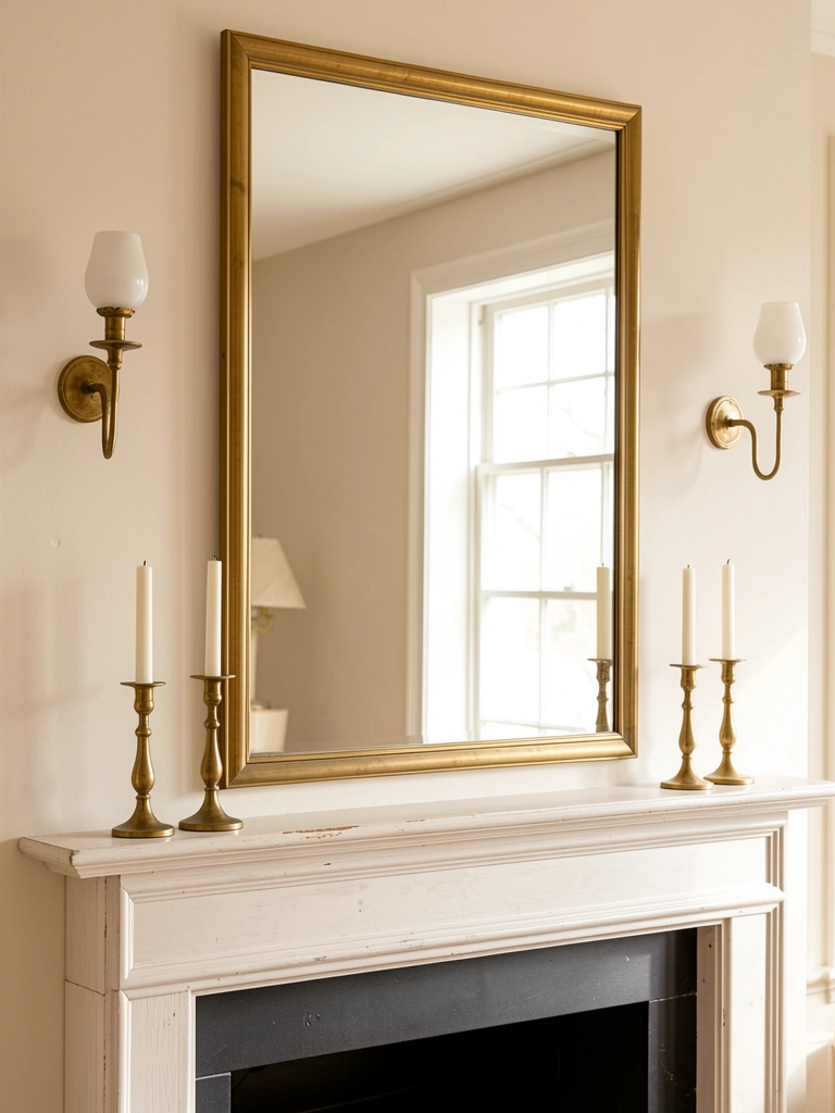 fireplace mantle decor with mirror styled home decor idea