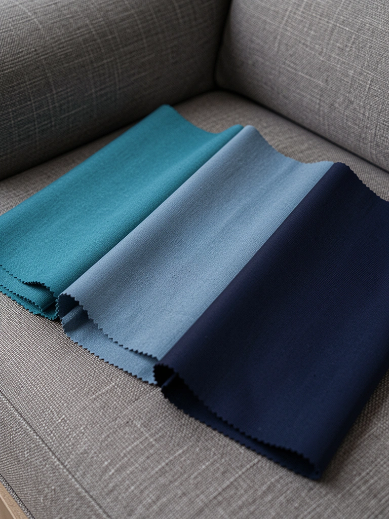 blue living room curtains realistic room decor detail