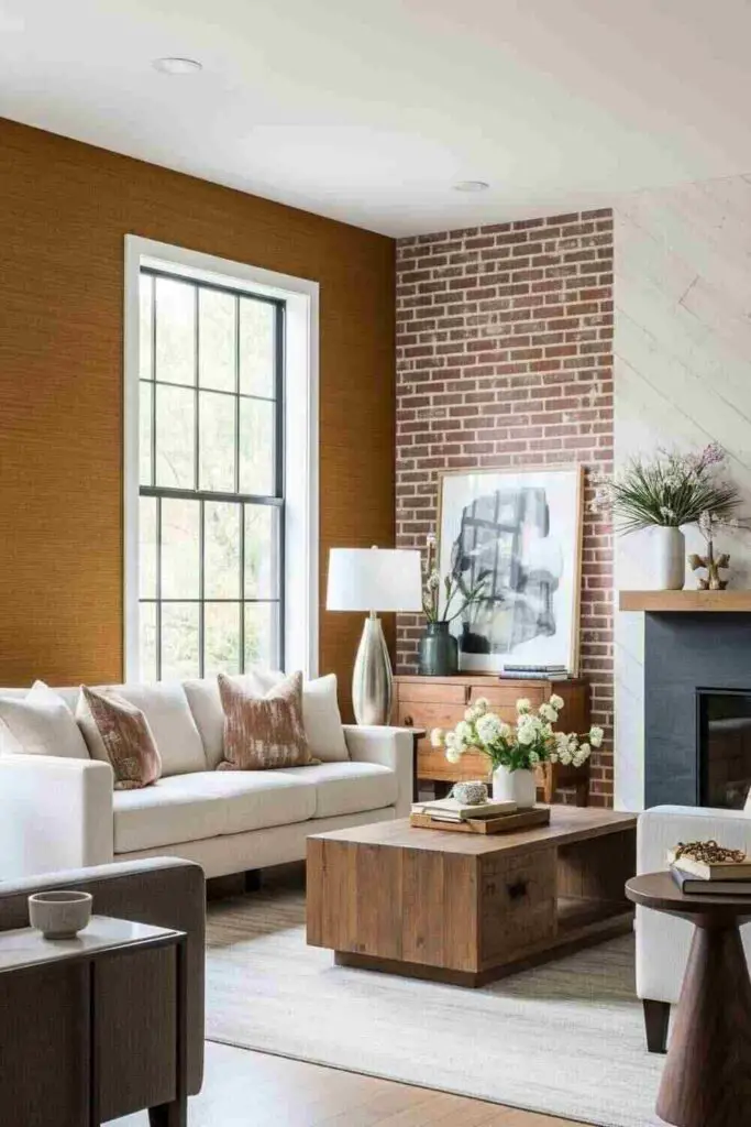 Textural eclectic wall for home or living room