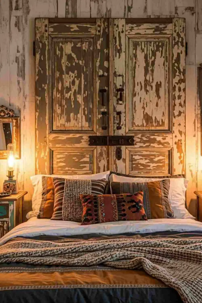 Eclectic home decor for bedroom - vintage door 
